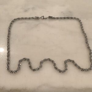 Silver Toned Rope Chain Necklace, Brand New